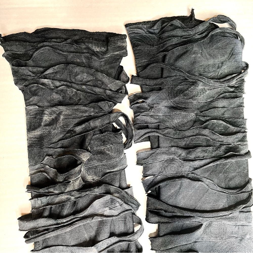 Gray Mummy Leg Warmers Bandage Knee Socks Wrap Up Black Thigh Highs Zombie Goth - Picture 9 of 9